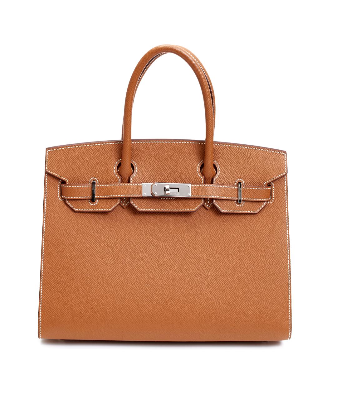 HERMES Коричневая кожаная сумка с короткими ручками, фото 8