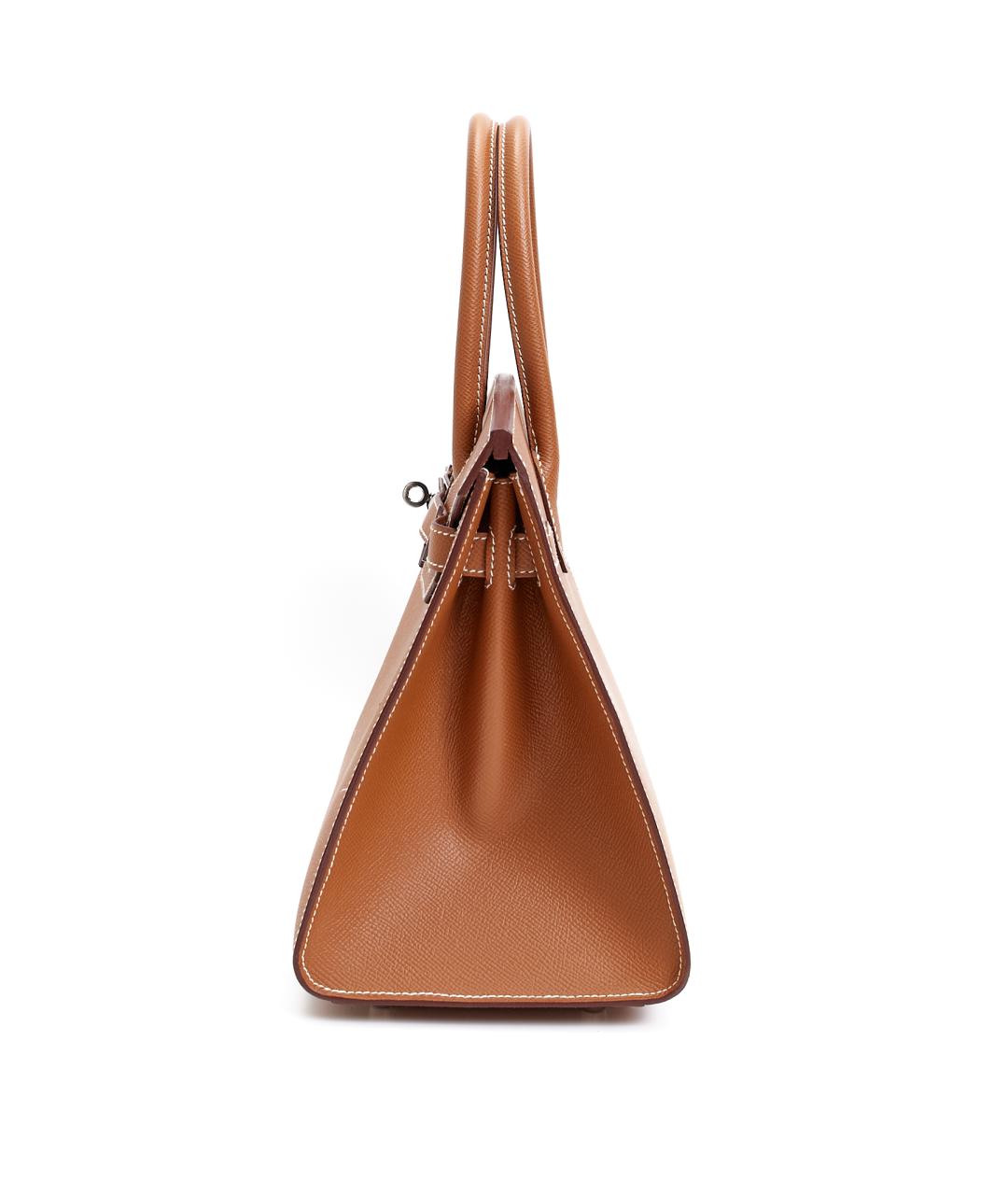 HERMES Коричневая кожаная сумка с короткими ручками, фото 4