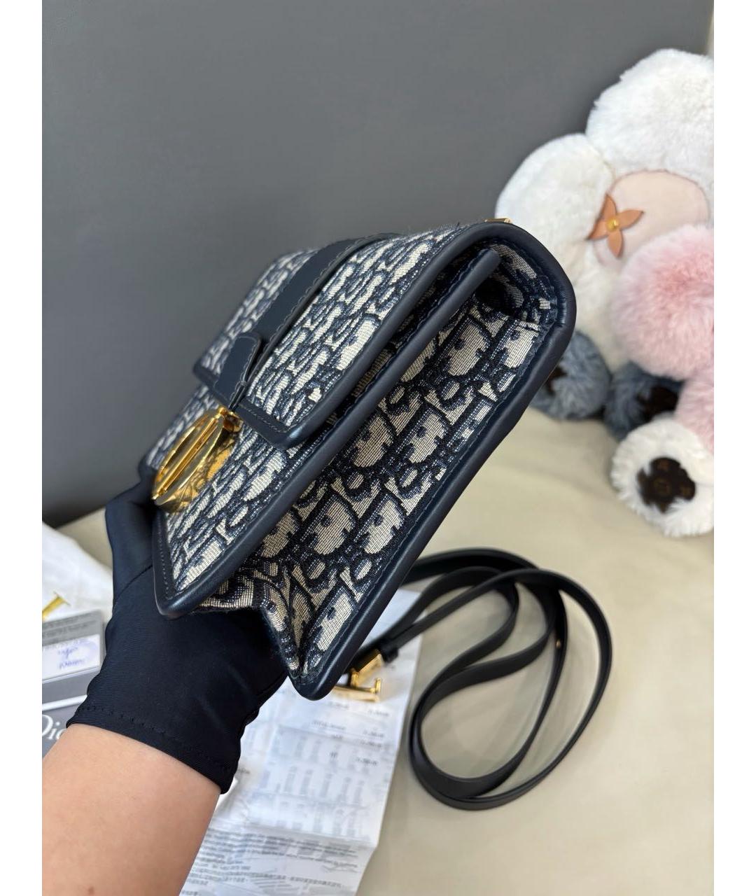 CHRISTIAN DIOR Темно-синяя жаккардовая сумка через плечо, фото 3