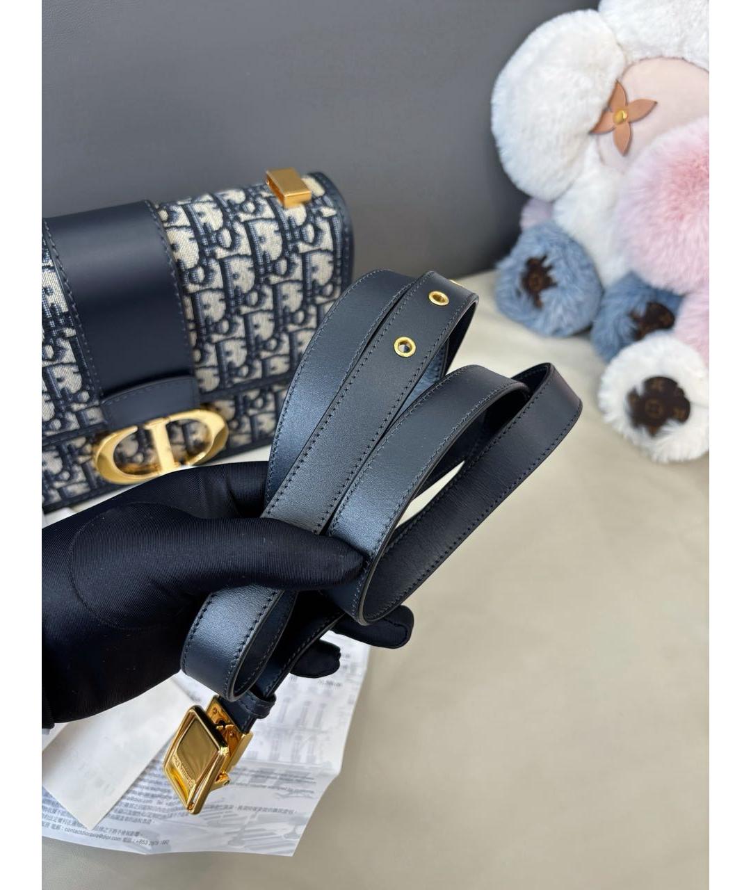 CHRISTIAN DIOR Темно-синяя жаккардовая сумка через плечо, фото 6