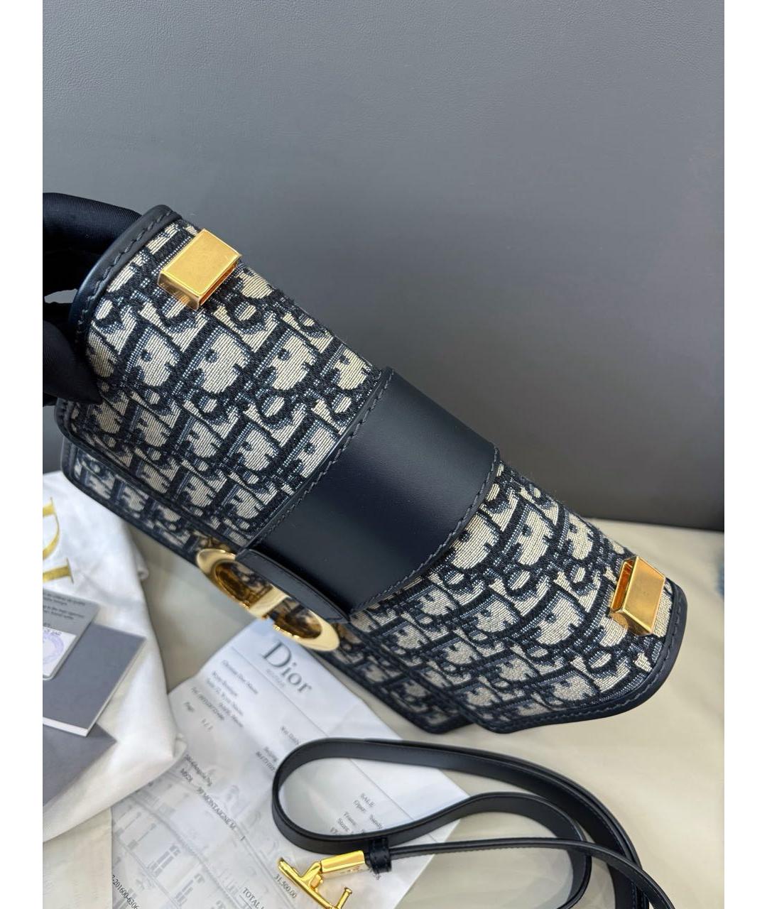 CHRISTIAN DIOR Темно-синяя жаккардовая сумка через плечо, фото 5