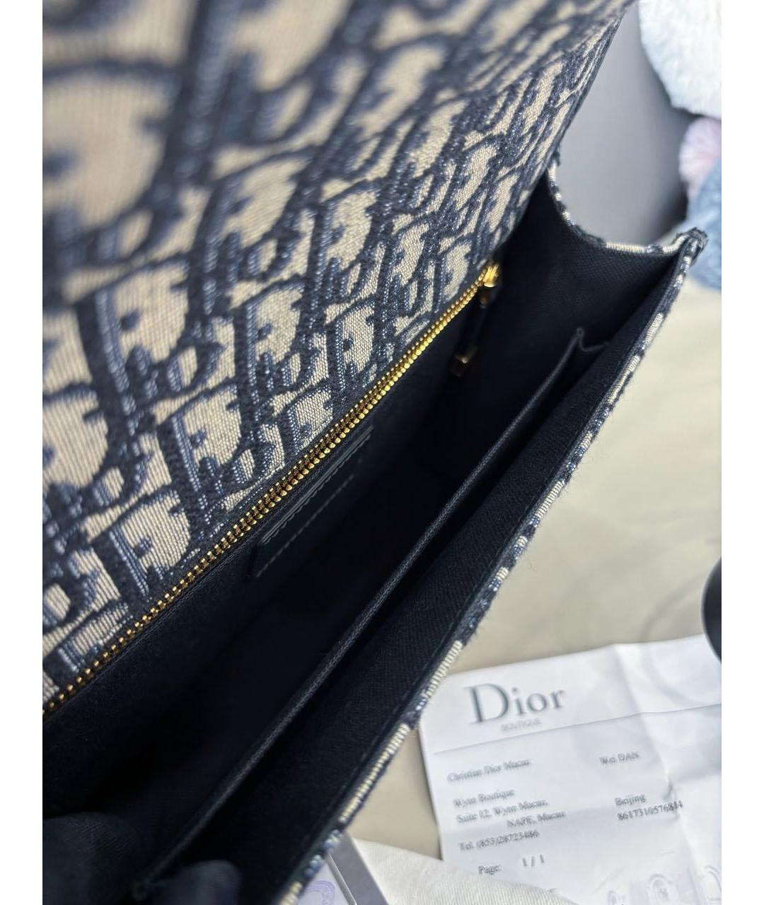 CHRISTIAN DIOR Темно-синяя жаккардовая сумка через плечо, фото 7