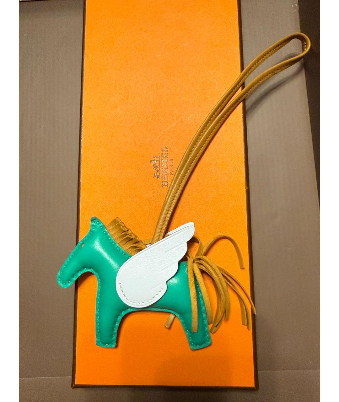 HERMES Зеленый брелок, фото 2