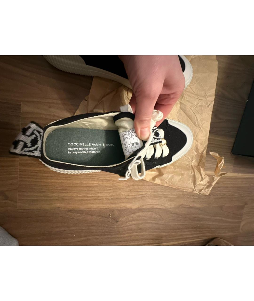 COCCINELLE Черные текстильные кеды, фото 8