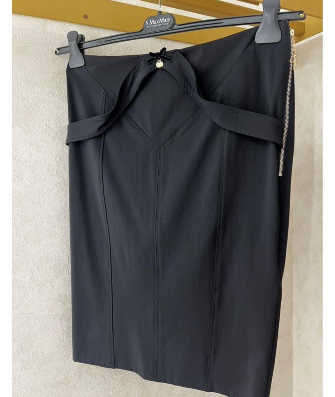 ELISABETTA FRANCHI Черная полиамидовая юбка миди, фото 5