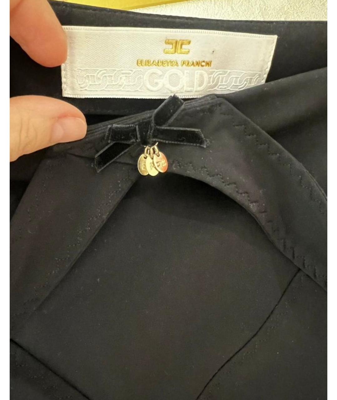 ELISABETTA FRANCHI Черная полиамидовая юбка миди, фото 4