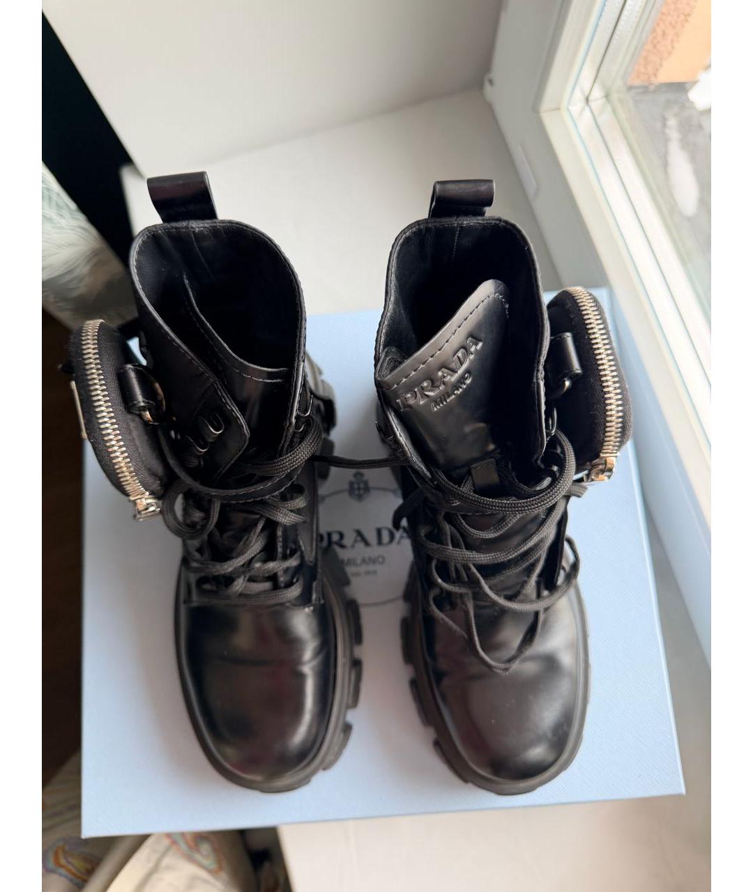 PRADA Черные кожаные ботинки, фото 3