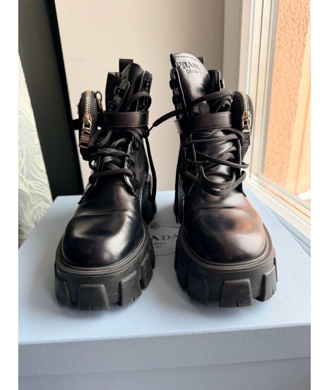 PRADA Черные кожаные ботинки, фото 2