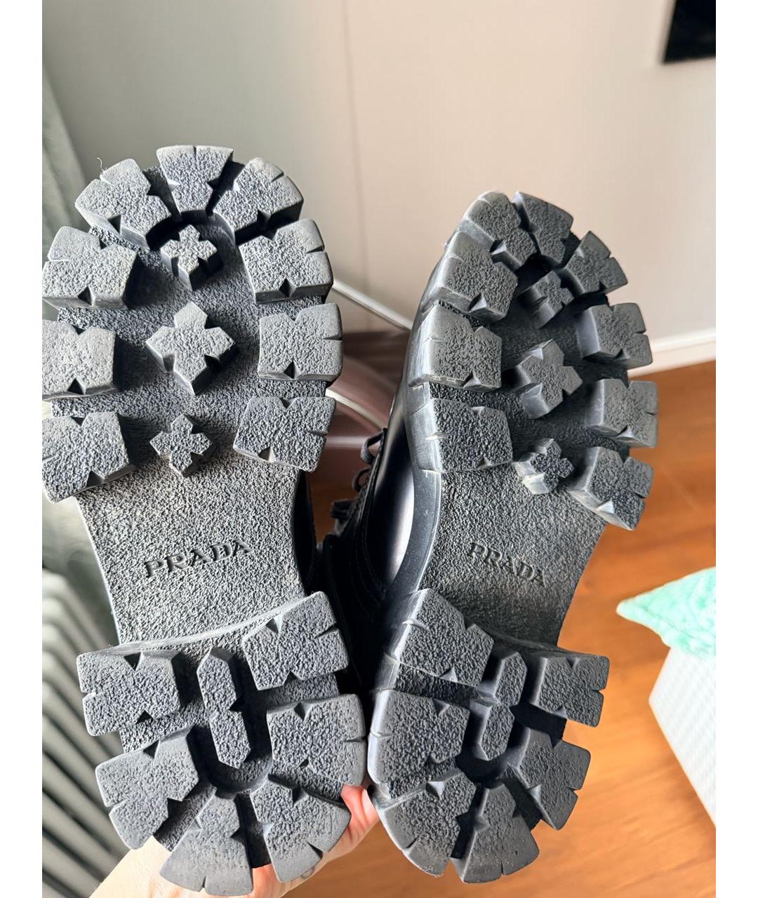 PRADA Черные кожаные ботинки, фото 5