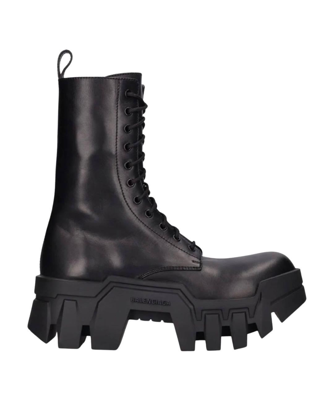 BALENCIAGA Черные кожаные высокие ботинки, фото 1