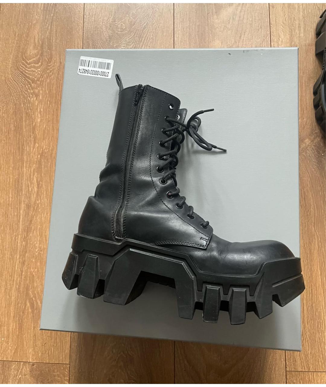 BALENCIAGA Черные кожаные высокие ботинки, фото 5