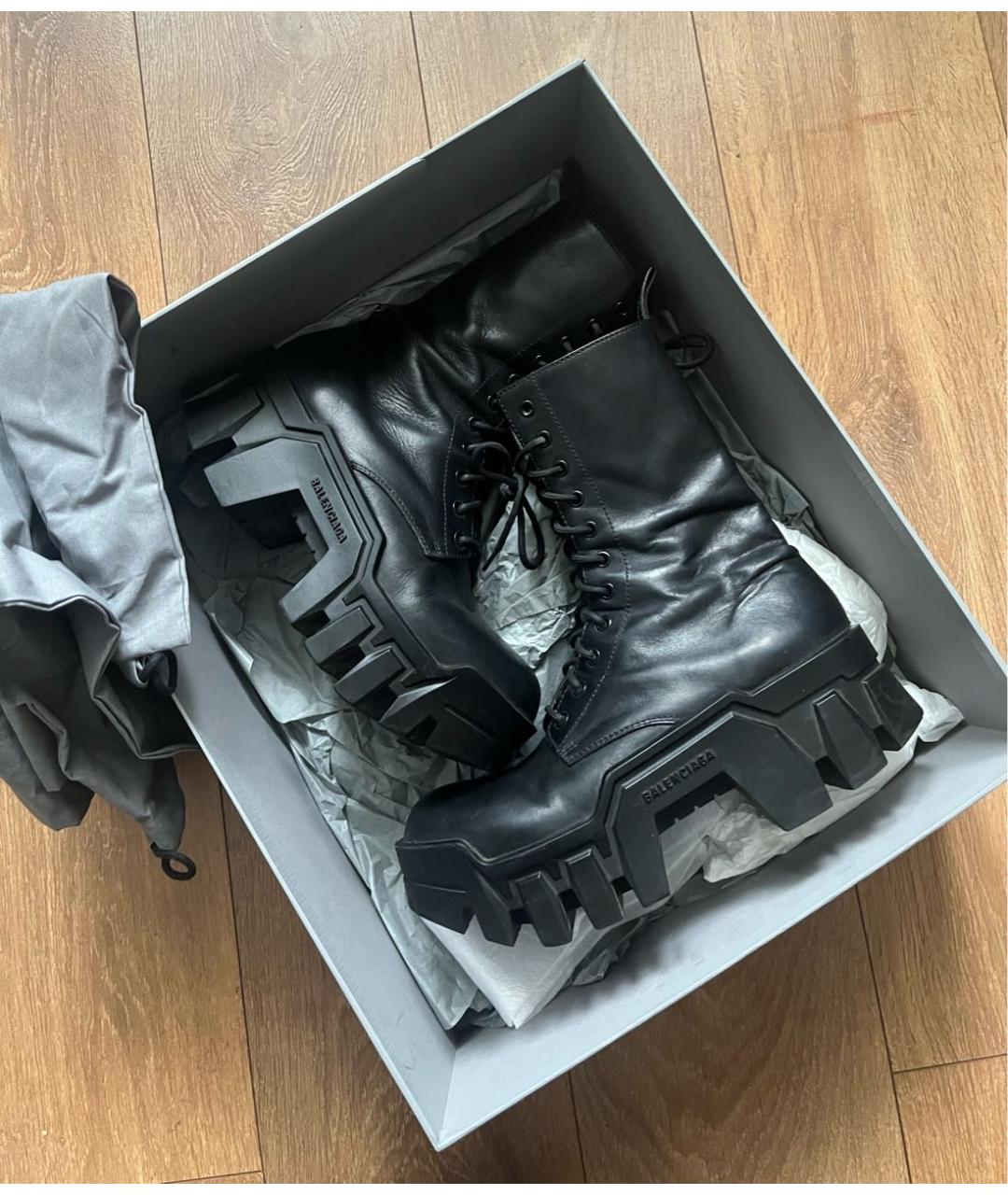 BALENCIAGA Черные кожаные высокие ботинки, фото 2