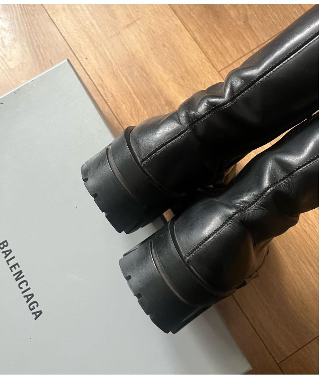 BALENCIAGA Черные кожаные высокие ботинки, фото 6