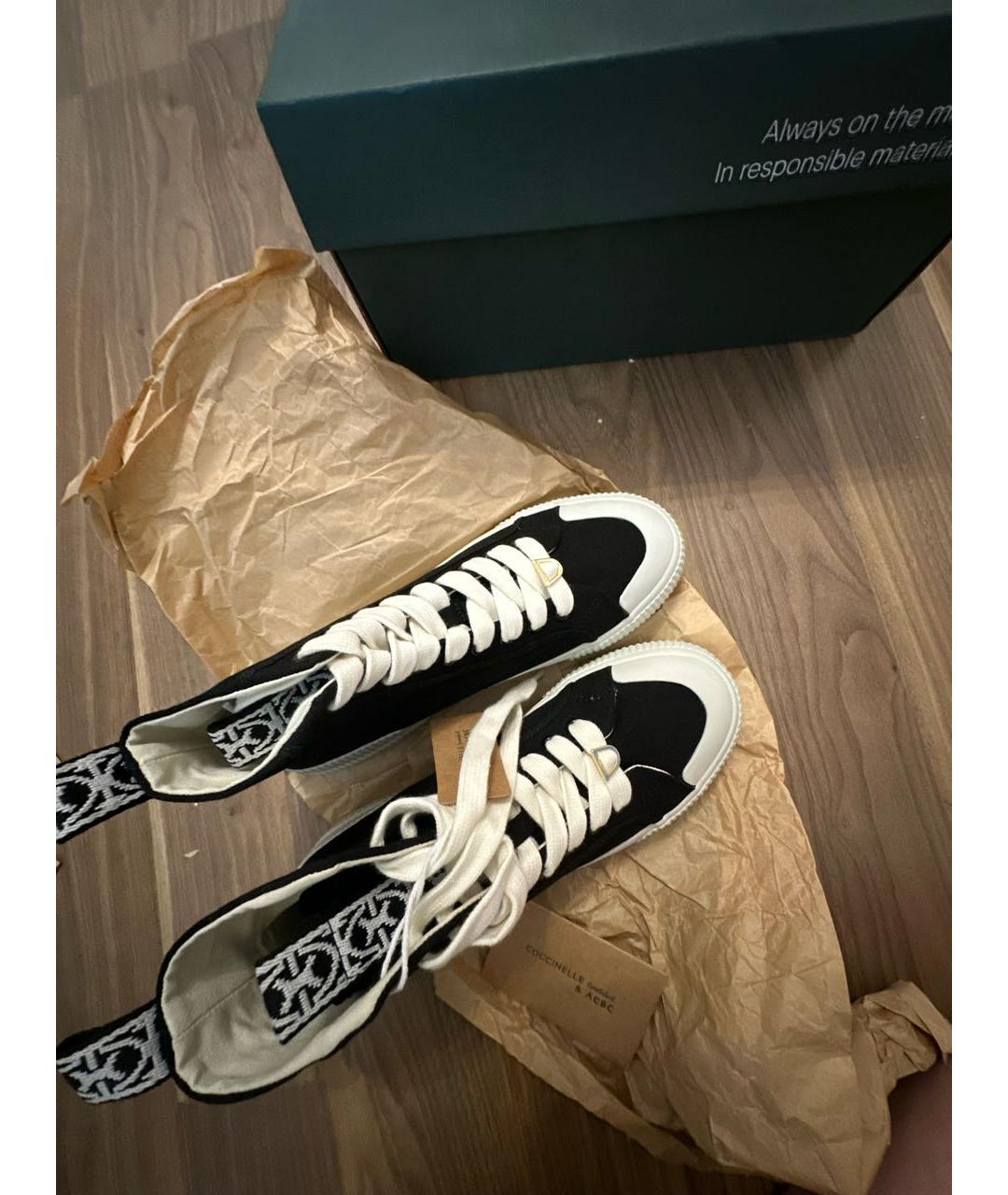 COCCINELLE Черные текстильные кеды, фото 2