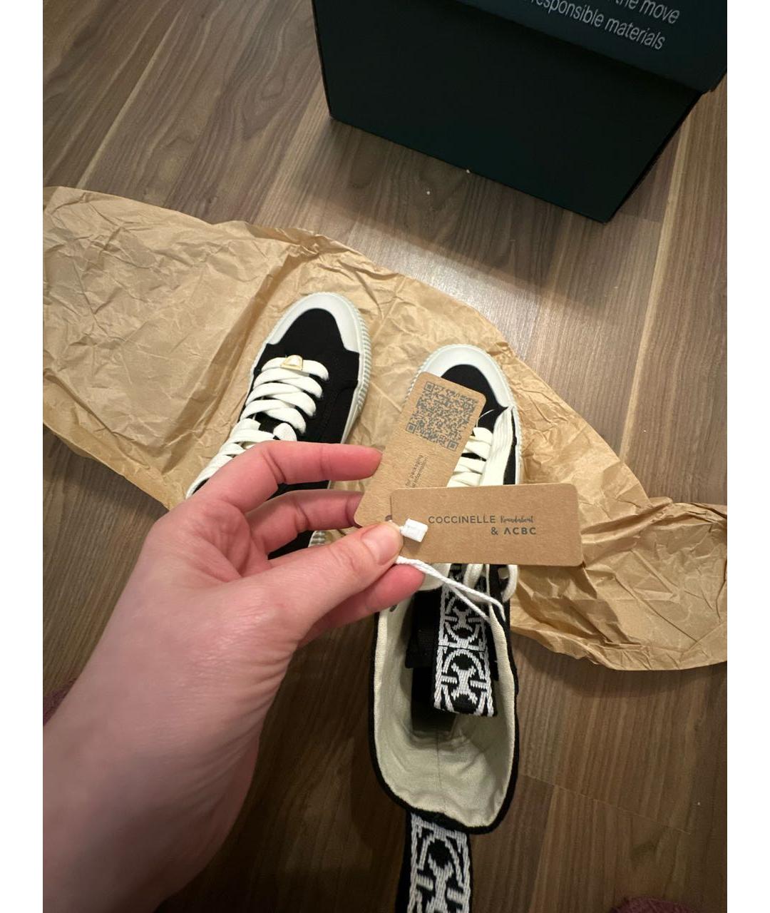 COCCINELLE Черные текстильные кеды, фото 5