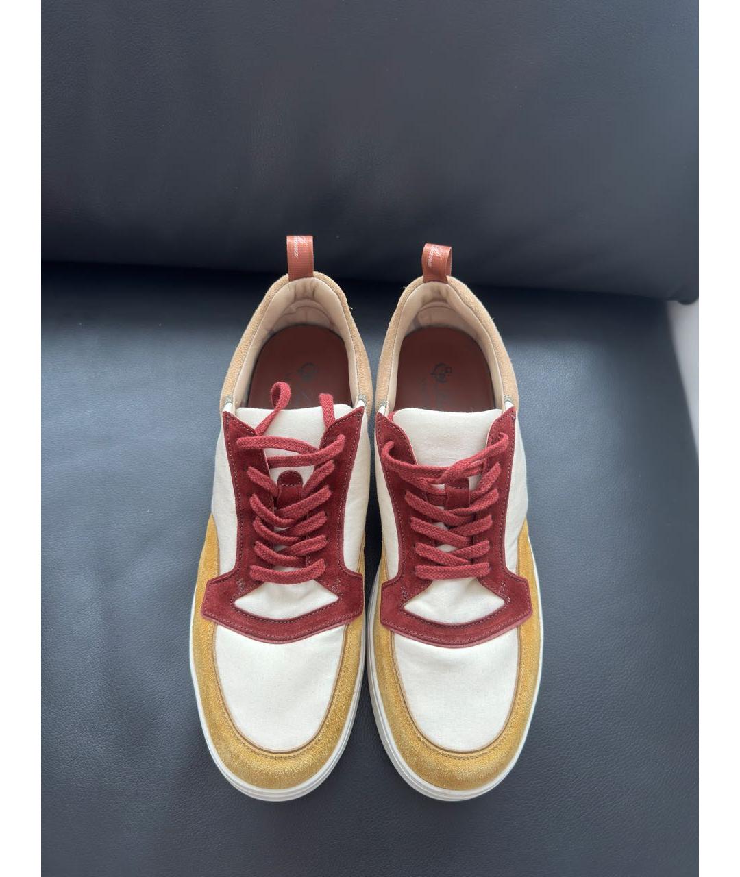 LORO PIANA Коричневые замшевые низкие кроссовки / кеды, фото 2