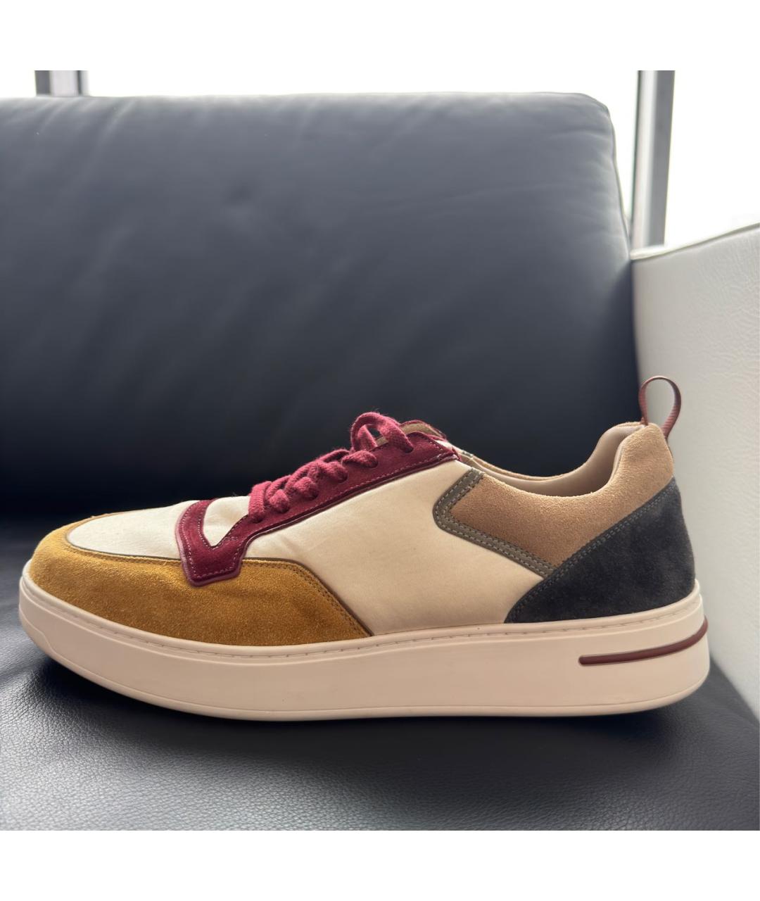 LORO PIANA Коричневые замшевые низкие кроссовки / кеды, фото 9