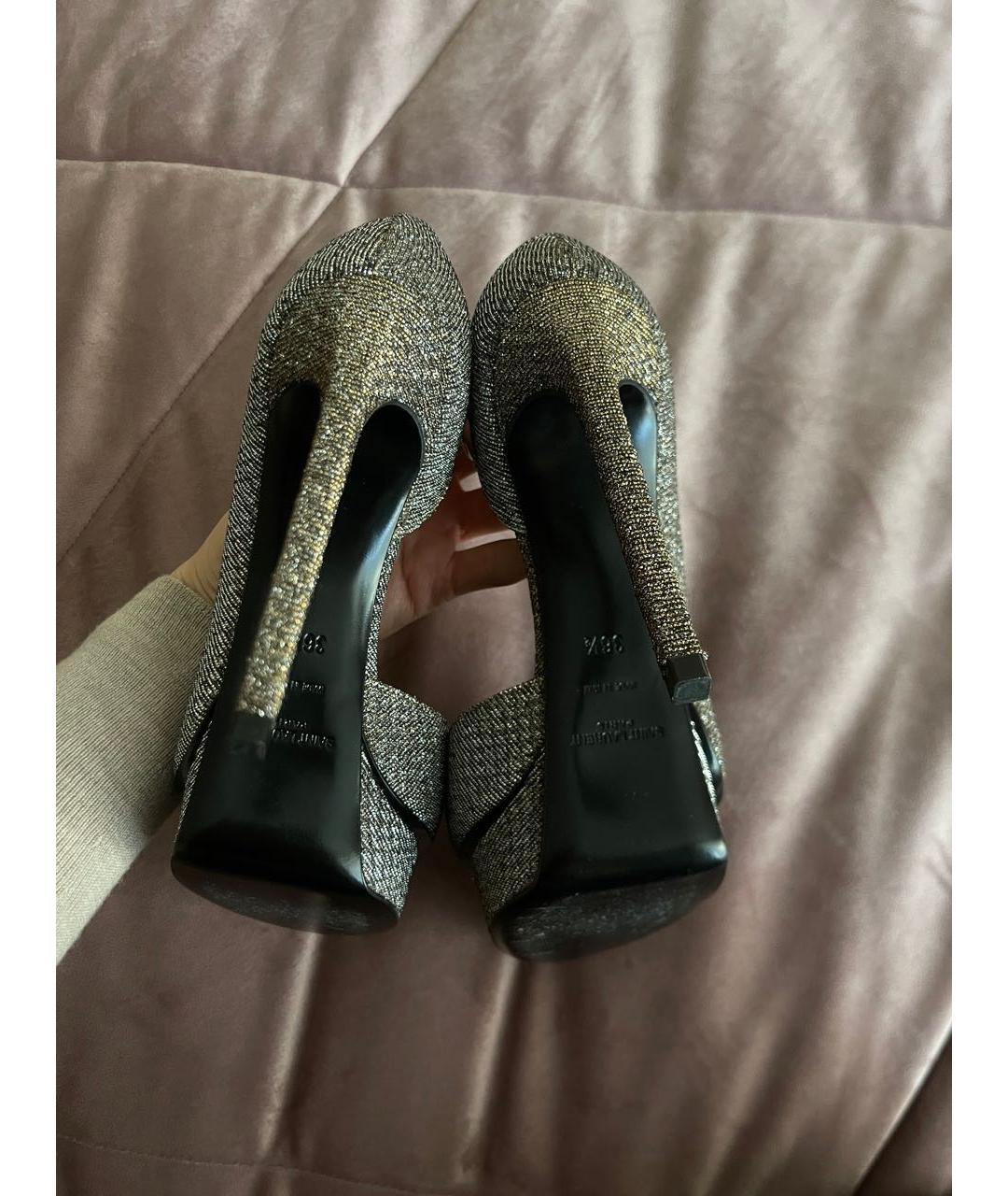 SAINT LAURENT Серебряные кожаные туфли, фото 3