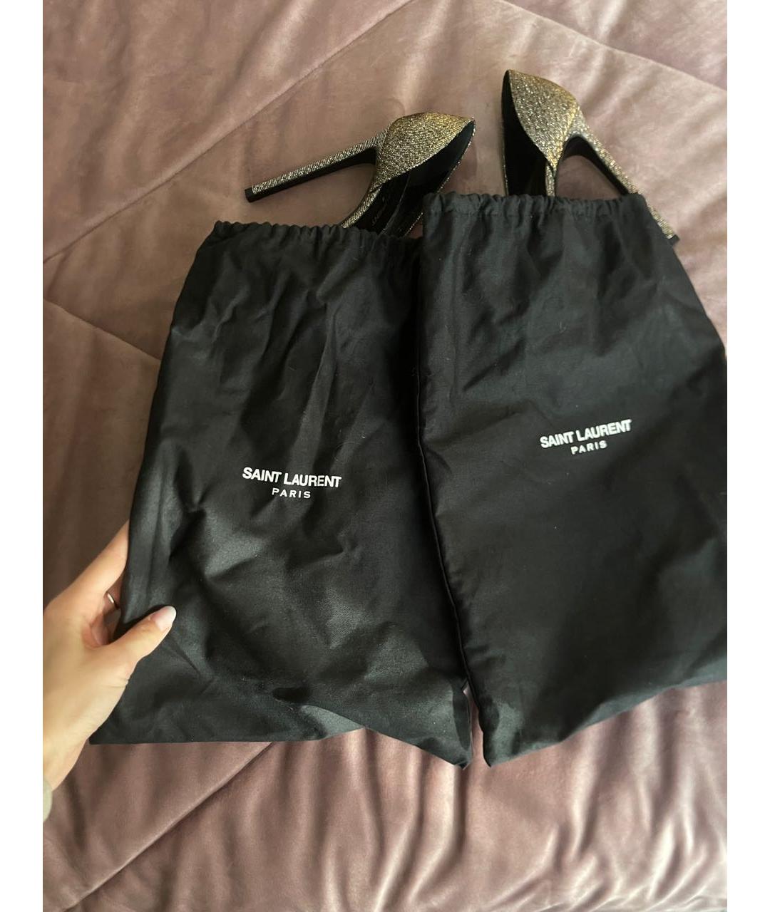 SAINT LAURENT Серебряные кожаные туфли, фото 4