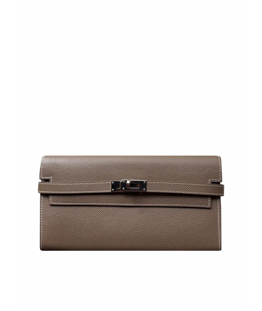 HERMES Серая кожаная сумка с короткими ручками, фото 3