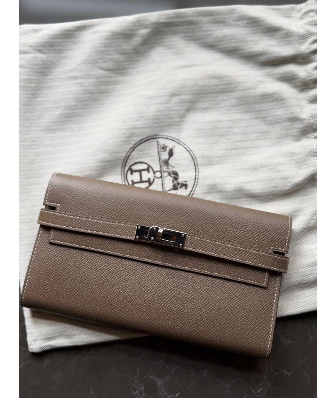 HERMES Серая кожаная сумка с короткими ручками, фото 2