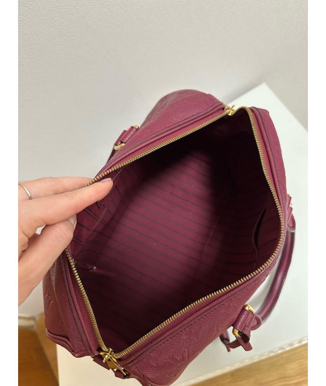 LOUIS VUITTON Бордовая кожаная сумка с короткими ручками, фото 4