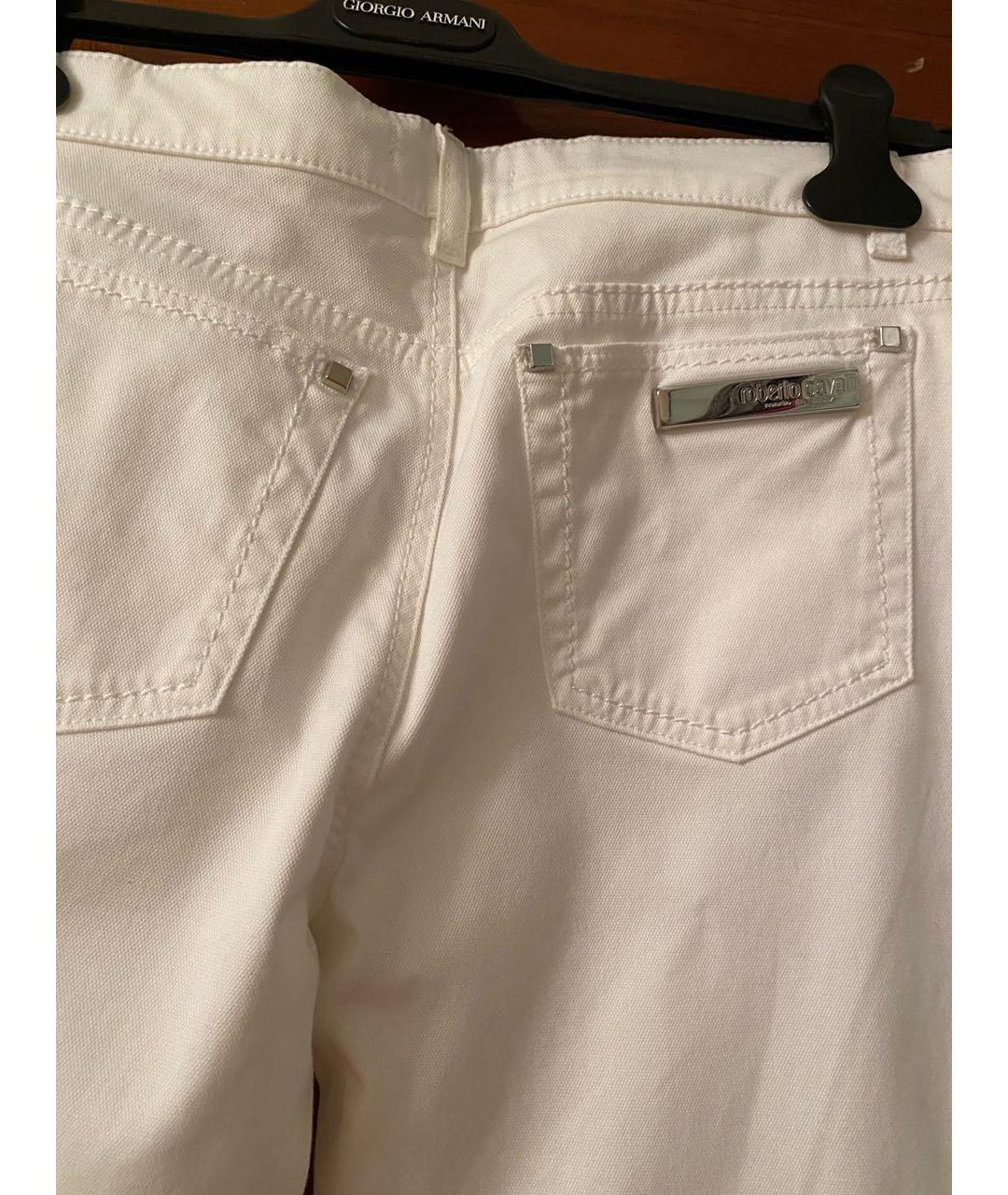 ROBERTO CAVALLI Белые хлопковые прямые джинсы, фото 4