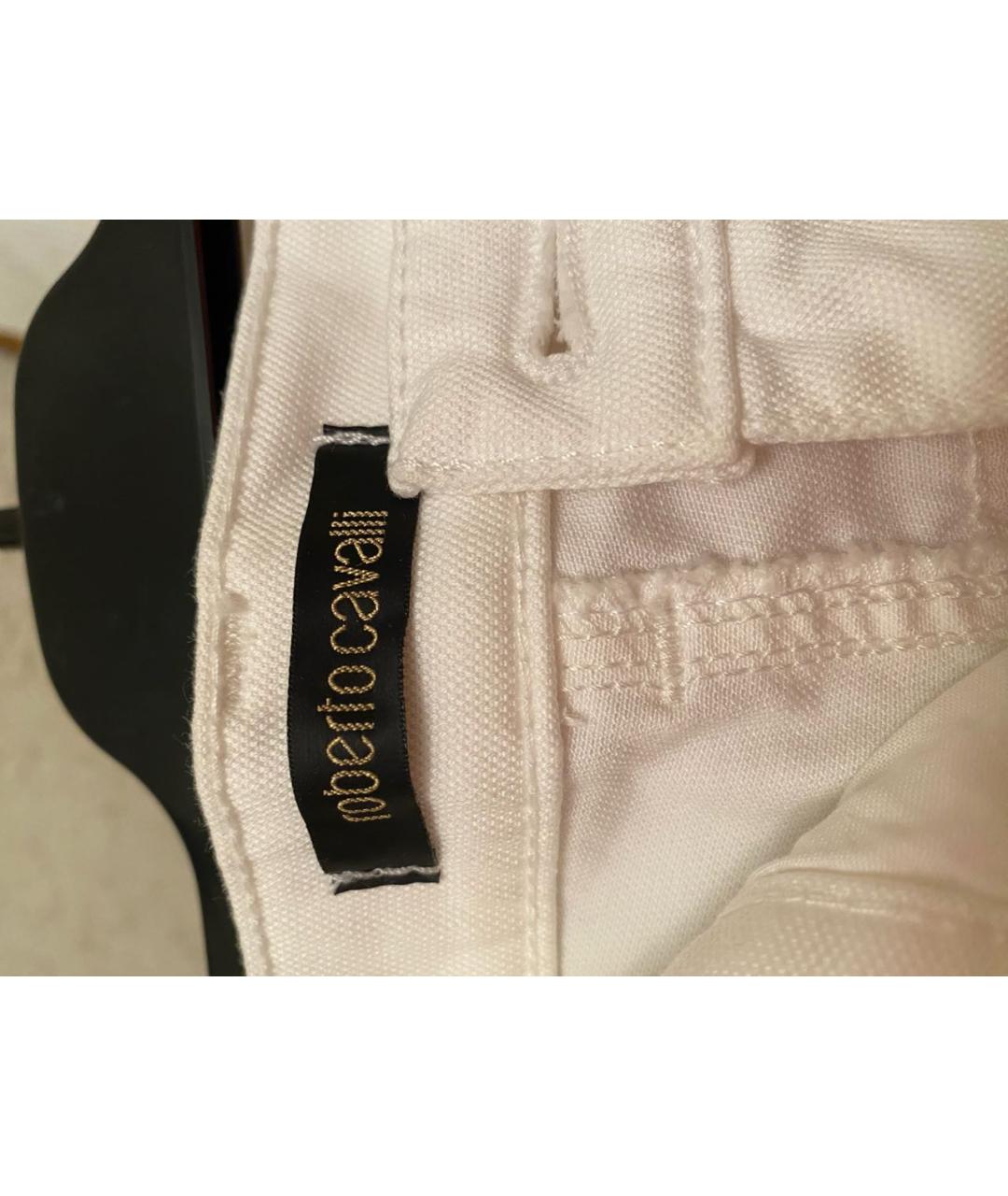 ROBERTO CAVALLI Белые хлопковые прямые джинсы, фото 3