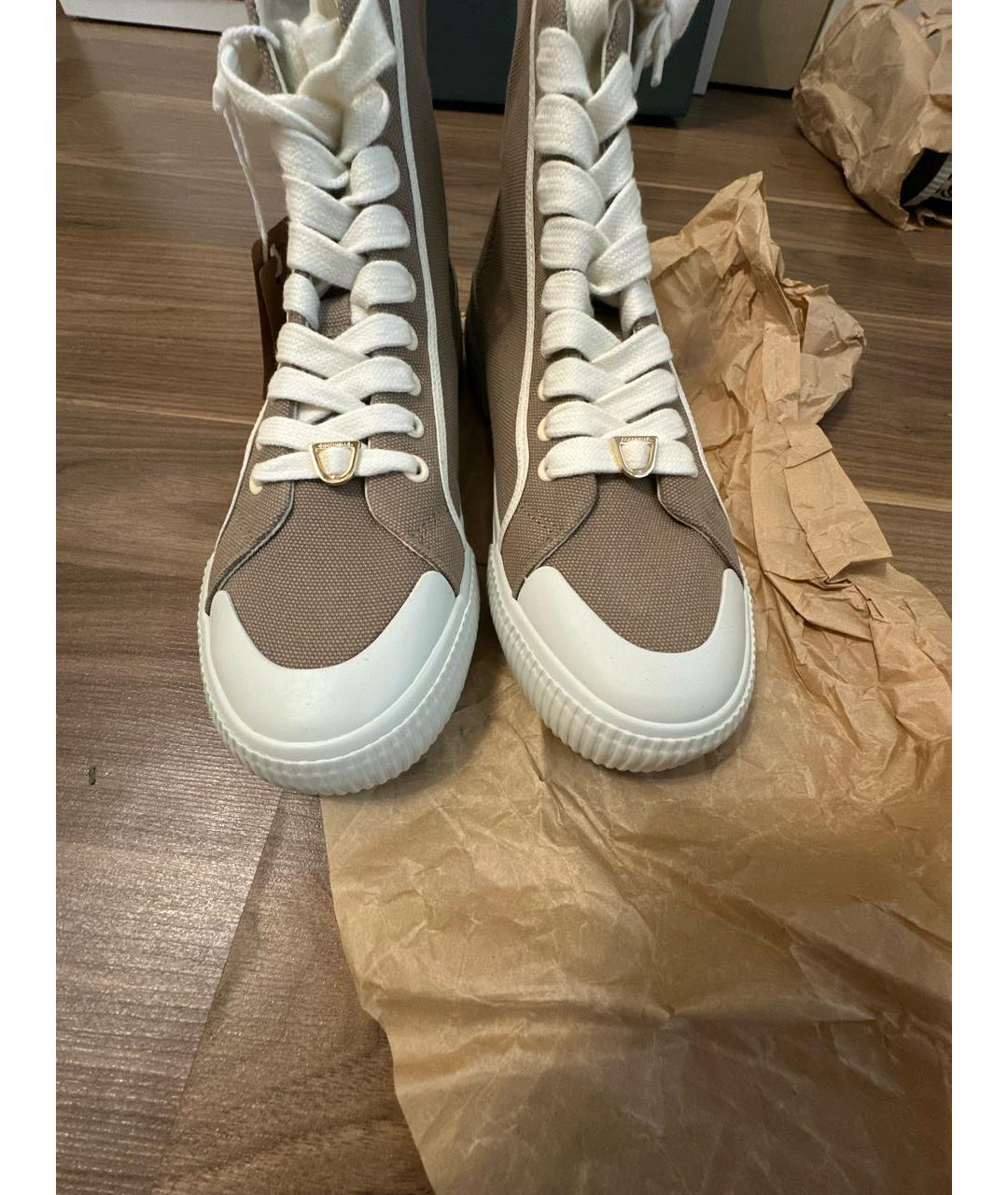 COCCINELLE Бежевые текстильные кеды, фото 5