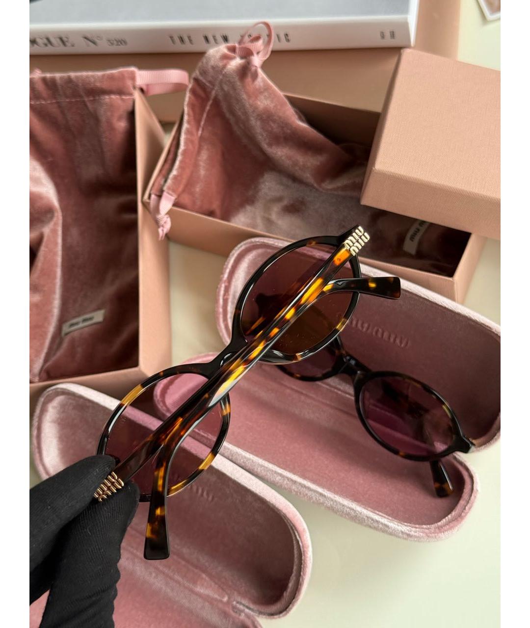 MIU MIU Розовые пластиковые солнцезащитные очки, фото 4