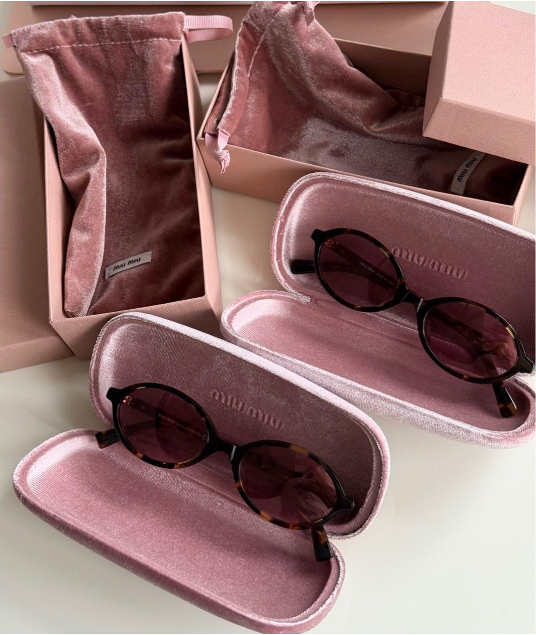 MIU MIU Розовые пластиковые солнцезащитные очки, фото 3