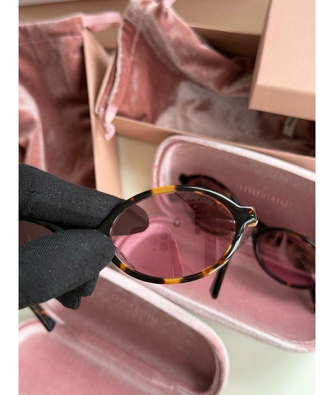 MIU MIU Розовые пластиковые солнцезащитные очки, фото 5