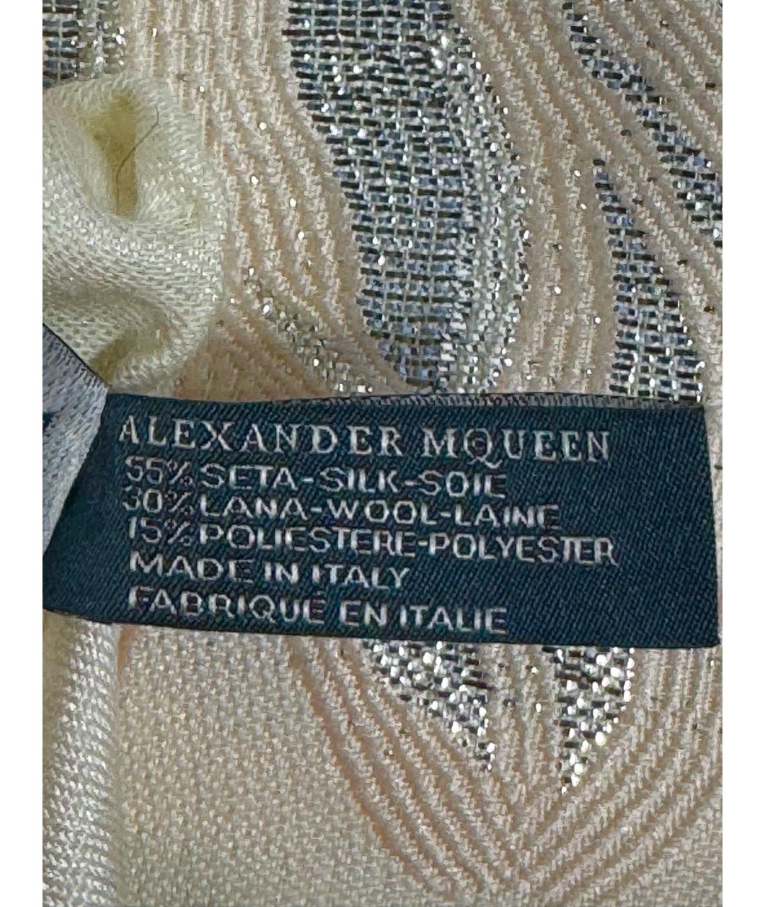 ALEXANDER MCQUEEN Белый шелковый шарф, фото 4