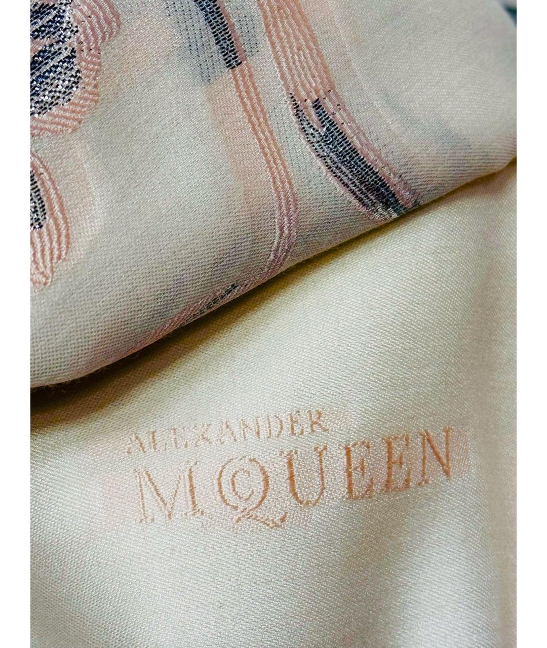 ALEXANDER MCQUEEN Белый шелковый шарф, фото 5