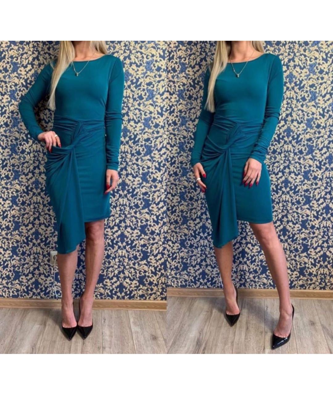 BCBG MAXAZRIA Бирюзовое вискозное вечернее платье, фото 6