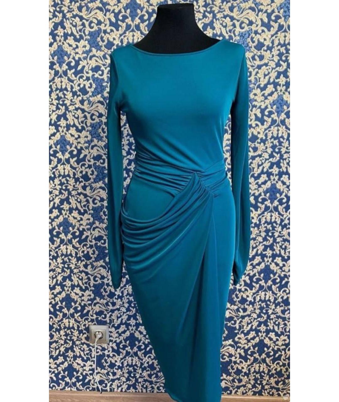 BCBG MAXAZRIA Бирюзовое вискозное вечернее платье, фото 7