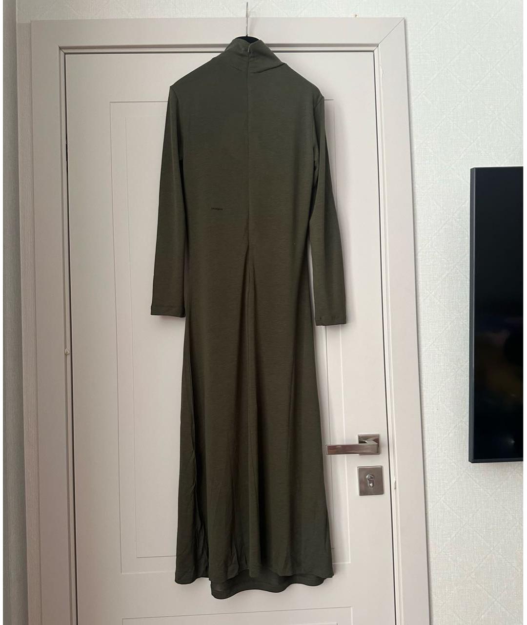 THE PANGAIA Хаки хлопковое повседневное платье, фото 2