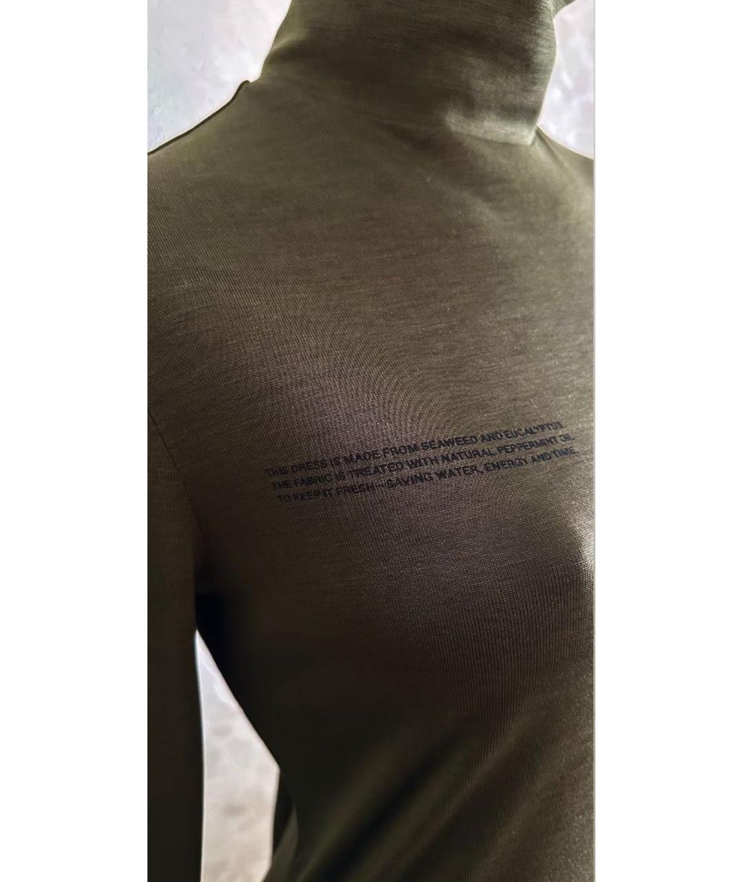 THE PANGAIA Хаки хлопковое повседневное платье, фото 4