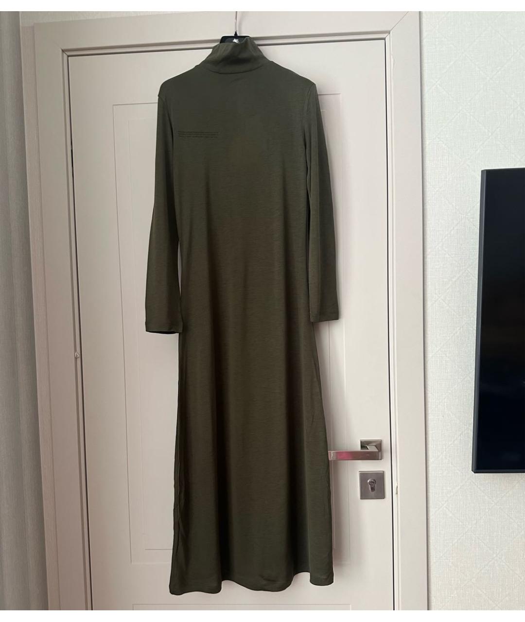 THE PANGAIA Хаки хлопковое повседневное платье, фото 6