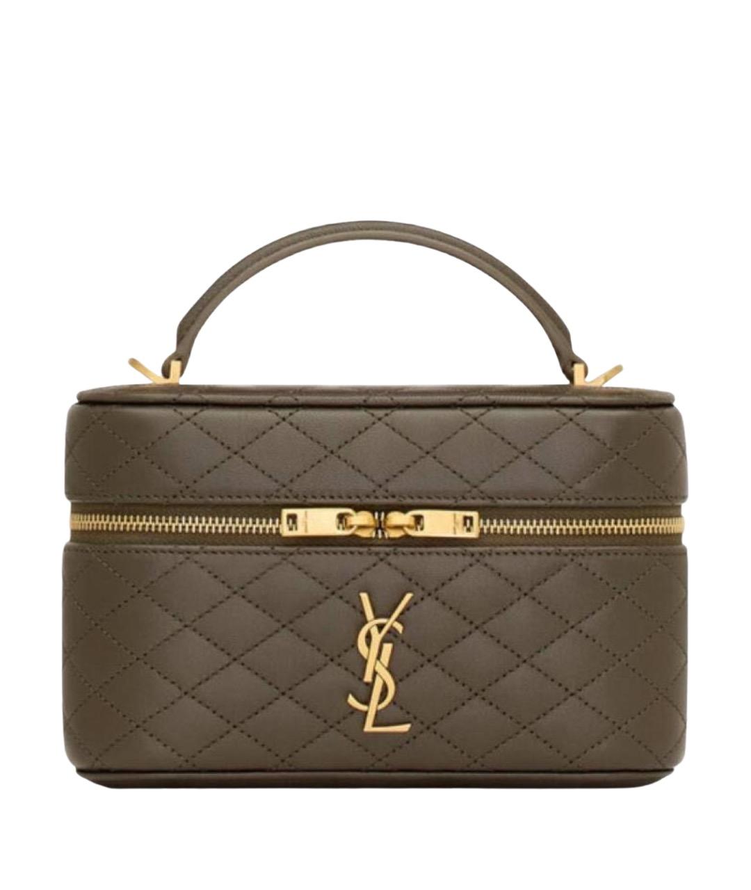 SAINT LAURENT Коричневая кожаная сумка через плечо, фото 1