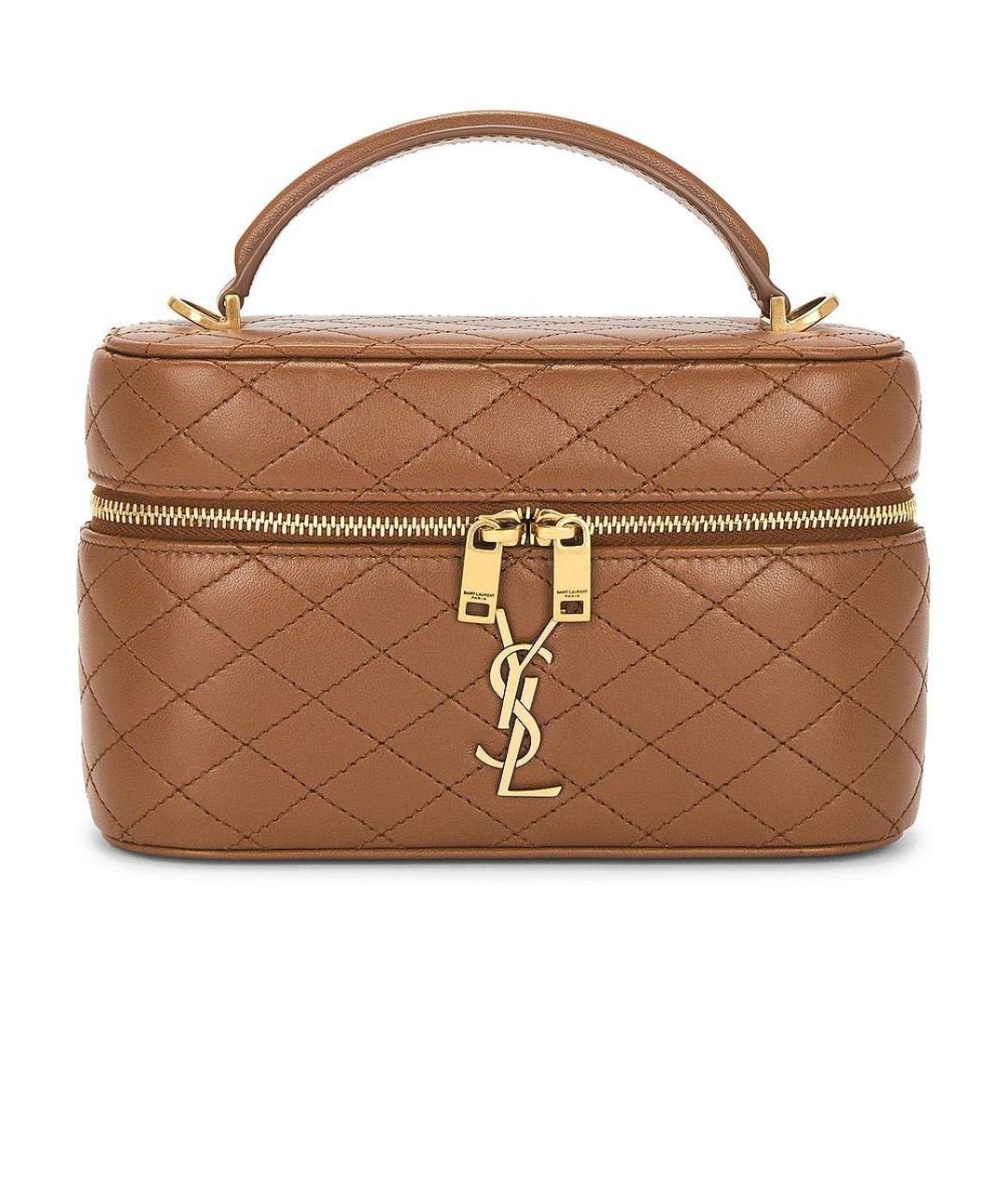 SAINT LAURENT Коричневая кожаная сумка через плечо, фото 1