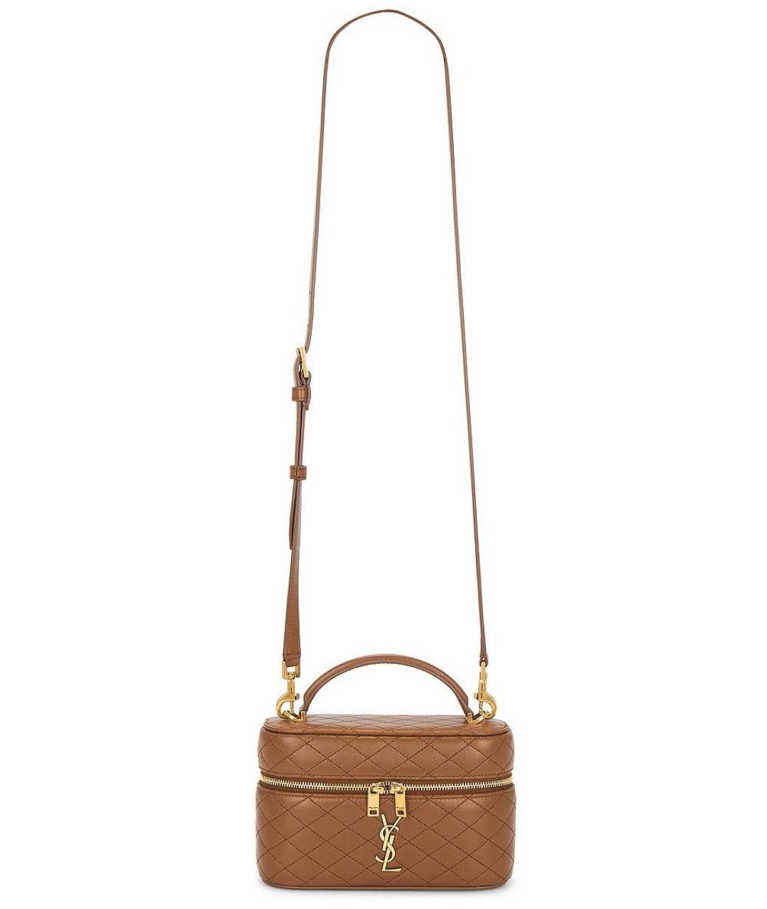 SAINT LAURENT Коричневая кожаная сумка через плечо, фото 2