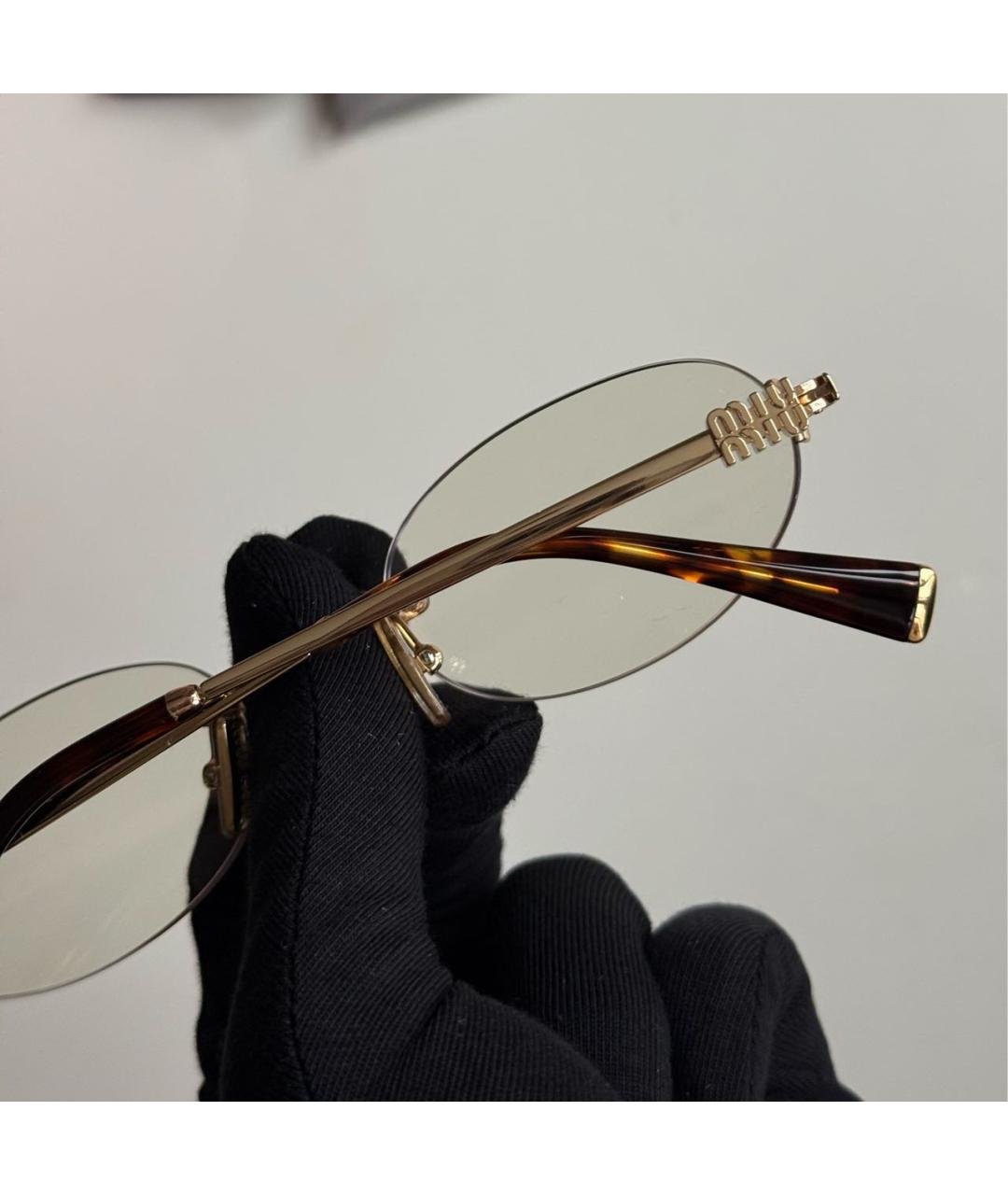 MIU MIU Золотые металлические солнцезащитные очки, фото 5