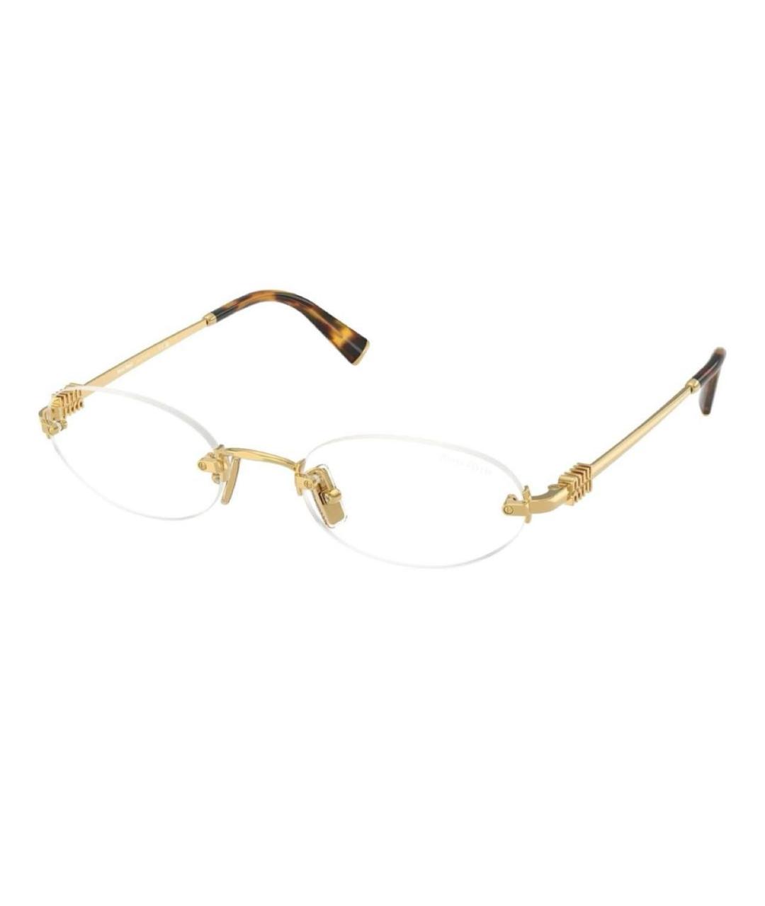 MIU MIU Золотые металлические солнцезащитные очки, фото 1