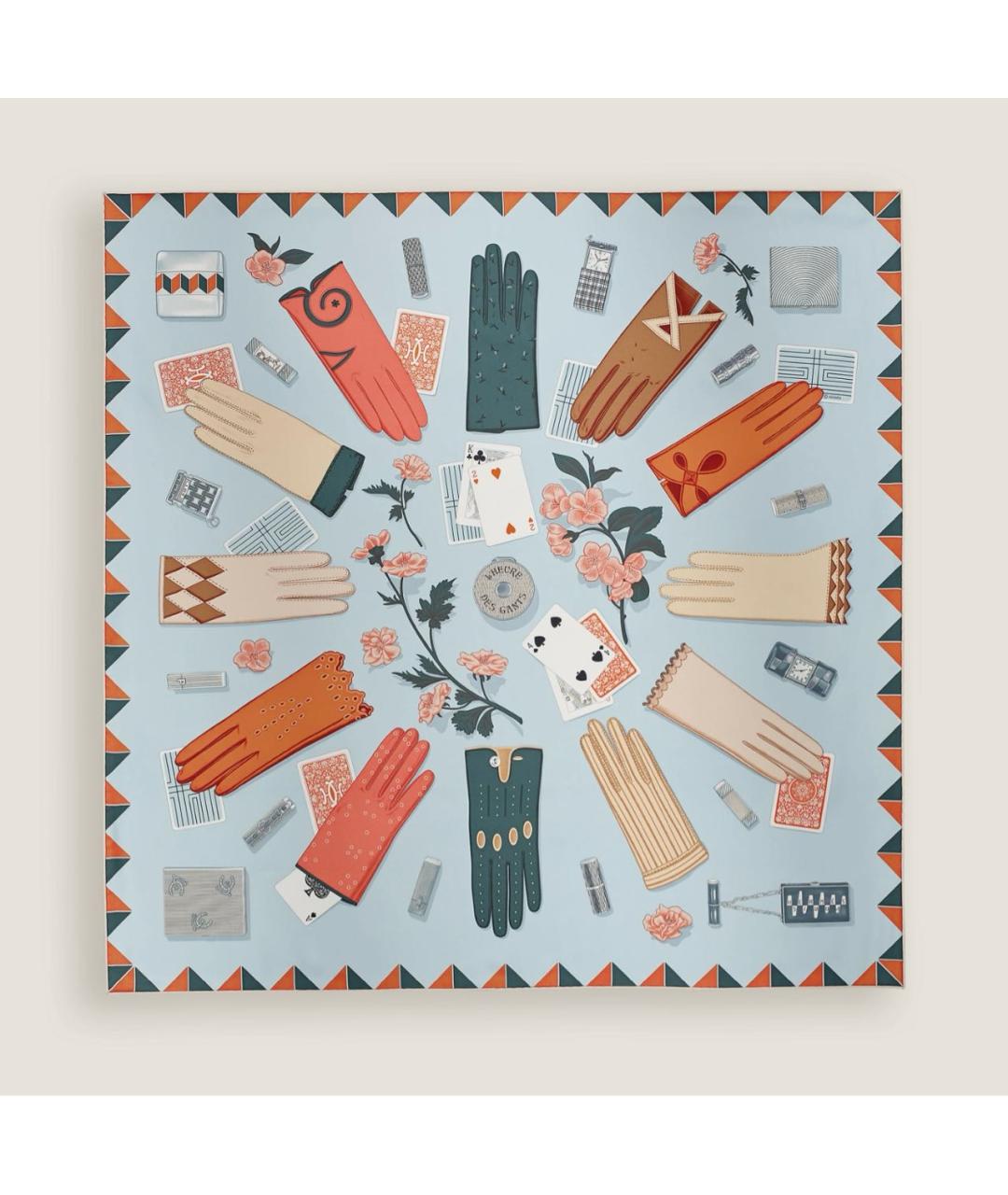 HERMES Голубой шелковый платок, фото 5