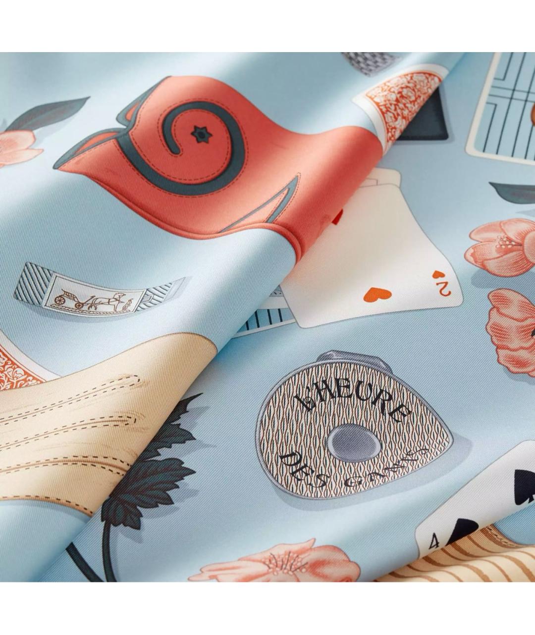 HERMES Голубой шелковый платок, фото 2