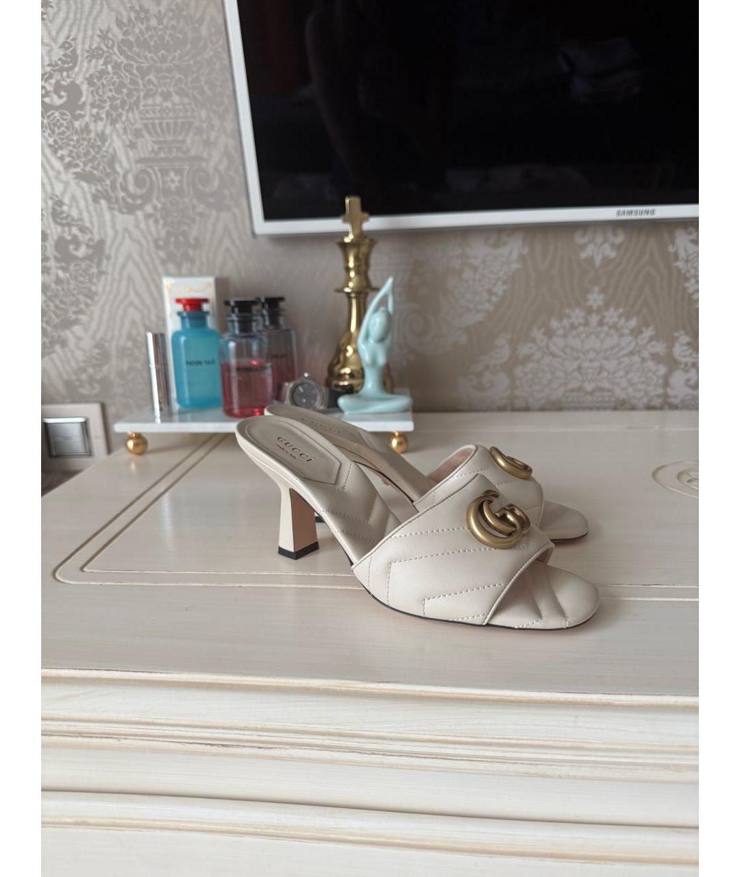 GUCCI Бежевые кожаные мюли, фото 9