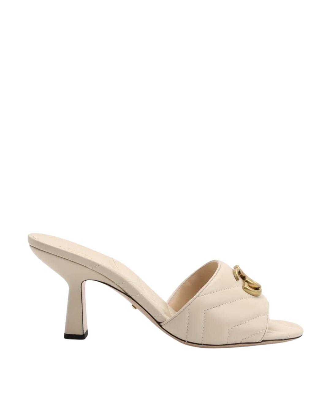 GUCCI Бежевые кожаные мюли, фото 1