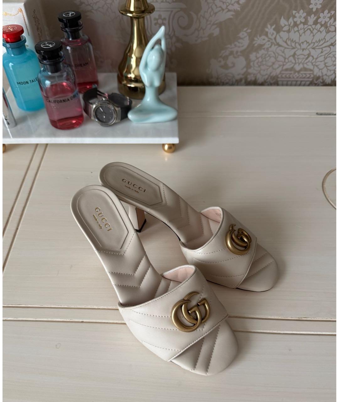 GUCCI Бежевые кожаные мюли, фото 8