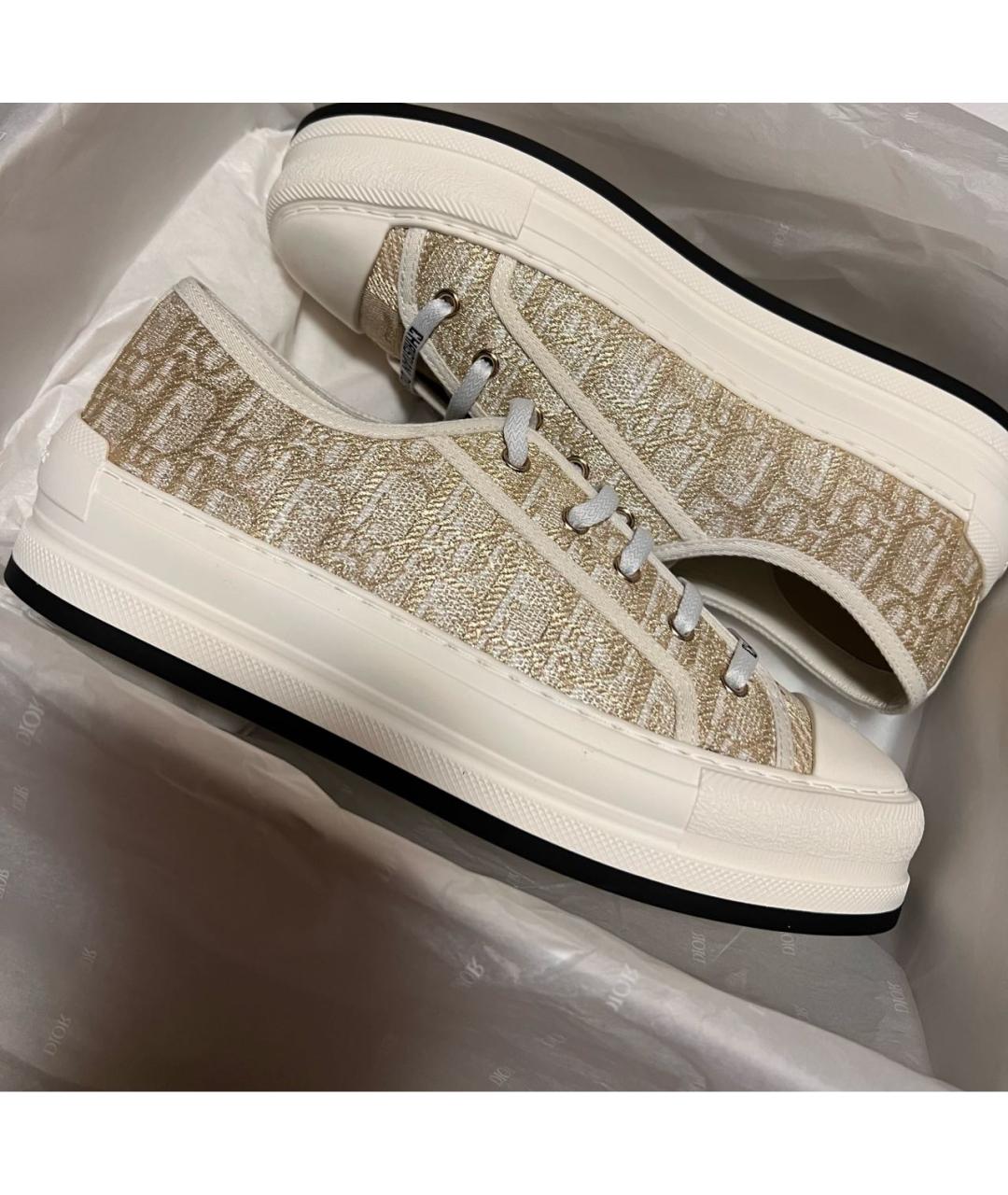 CHRISTIAN DIOR Золотые текстильные кеды, фото 5